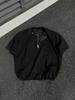 Cleanfit Diseño de Media Cremallera Sense Pad Hombro Manga Corta para Hombre High Street American Heavy Camiseta