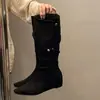 Botas de estilo retro, elegantes, de tacón bajo, botas largas para mujer, nueva colección 2026, hasta la rodilla, con plantilla interior para aumentar la altura, suela blanda, botas de montar