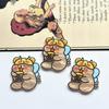 Parche Acrílico de Oso Lindo de Dibujos Animados con Línea de Perlas Coreano DIY Horquilla Broche Calcomanías para Refrigerador Accesorios