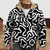 Chaqueta de Algodón Gruesa con Forro Polar, Estilo Étnico, Doble Bolsillo, Doble Capa Interior, Cremallera y Bolsillos de Parche, Patrón Transfronterizo 2025, para Abrigo