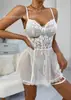 Ropa Interior Nueva Sexy de Estilo Europeo y Americano Transfronteriza Encaje Empalmado Bata de Noche Pijama de Tirantes Ropa Casual para el Hogar Mujer Venta al por Mayor