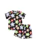 Comércio exterior verão infantil euro-americano multi-estampa blusa de manga curta e shorts conjunto de malha para casa duas peças ins