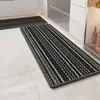 Tapete de Piso de Cozinha Geométrico Simples Doméstico Tira Longa Antiderrapante Tapete para Pés Resistente à Sujeira Absorção de Óleo Absorção de Água Tapete de Piso Tecido de Linho