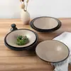 Tigela de Melamina Japonesa Tigela de Arroz Tigela Trompete Retro Fábrica Comercial Venda Direta Prato Redondo Imitação de Porcelana Prato de Melamina