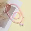 Cuentas Acrílicas de Colores Joyería Infantil Fresca y Dulce Linda Ángel Princesa Pulsera y Collar Rosa Set