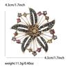 Broche de aleación de color café dorado con diamantes de imitación, estilo europeo y americano, exquisito broche de alta gama para mujer, joyería de ramillete.