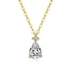 Collar Clavícula Colgante Pera Gota de Agua para Mujer Chapado en Oro de 14K Plata de Ley 925 Juego Completo Collar de Moissanita Exclusivo Transfronterizo