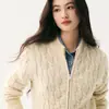 Nueva colección de otoño e invierno: Cárdigan de punto de cachemira para bebé para mujer con cuello redondo, con intrincados detalles de trenzado y un diseño de doble cremallera, una prenda exterior sencilla y elegante