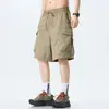 Ropa de Hombre Shanggu Verano Nueva Marca de Moda Estilo Funcional para Hombre Ropa de Trabajo Pantalones Rectos de Cinco Puntos Pantalones Sueltos Retro de Cintura Media