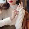 Suéter glutinoso suave para mujer Otoño e Invierno Nuevo 2023 Engrosado Cuello alto medio Tejido de una sola pieza Parte inferior de terciopelo Top cálido con forro de polar