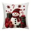 Funda de Almohada de Peluche con Dibujo de Muñeco de Nieve Impreso Decoración Navideña Funda de Cojín para Sofá Venta al por Mayor
