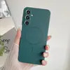 Capa de Celular Magnética Forte de Silicone Líquido Imitado com Furos Finos e Cor Sólida para Samsung S25/S24/S23 Huawei