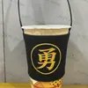 Bolso bandolera con manivela para bebidas, bolso de compras de lona con bolsillo pequeño, funda para taza de té con leche y pajita de dibujos animados, se puede imprimir el logotipo