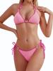 Conjunto de Bikini Triangular de Encaje con Cordones para Mujer de Nylon Transfronterizo Personalizado Sexy Traje de Baño de Dos Piezas Lindo Traje de Baño con Cuello Halter