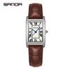 Productos genuinos Moda Casual Hebilla de Mariposa Reloj Clásico Rectangular Tank Reloj para Mujer Cuero Genuino Resistente al Agua Reloj de Cuarzo en stock