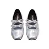 Zapatos de Cuero Plateados con Moño para Niña 2026 Nuevo Estilo Verano y Otoño Zapatos para Niños de Punta Cuadrada Baja Zapatos de Moda para Niñas Zapatos de Princesa
