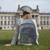 Mochila de Malla Resistente, Mochila Transparente para la Universidad, Bolsa para Libros de Malla Semitransparente con Cordón Elástico y Correas Acolchadas de Comodidad para Viajar al Trabajo, Nadar, Playa, Deportes al Aire Libre