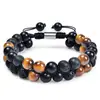 Pulsera de Ojo de Tigre Ojo de Gato Doble Fila Pulsera de Obsidiana con Venas Rojas Turquesa Pulsera de Fantasma Verde Pulsera de Piedra Natural