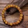 Pulseira de Osso de Iaque Estilo Xizang com Gravação de Suástica, Pulseira Vintage Feita à Mão DIY, Contas de Oração Zen Estilo Chinês