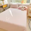 Juego de Sábanas de Algodón Lavado Grado A Materno e Infantil Individual Doble Dormitorio Estudiantil Juego de Tres Piezas Hogar Color Sólido Sábana Engrosada Funda de Almohada 4