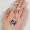 Chaveiro Sistema Solar Pingente de Metal Galáxia Nebulosa Terra Marte Saturno Bola de Vidro Dupla Face Charme de Chaveiro