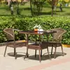 2026 Nova Cadeira Encosto de Cadeira Cadeira de Imitação de Rattan Conjunto de Três Peças Conjunto Combinado Mesa de Centro de Lazer para Pátio Cadeira com Encosto Tecelagem de Rattan