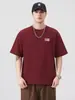 Roupas Masculinas Fengshe / Nova Camiseta de Manga Curta para Homens 2026, Camiseta Casual Versátil com Estampa de Letras, Tecido Pesado