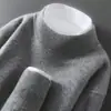 Suéter 100% Lã Pura Outono e Inverno Masculino Gola Alta Meia Tricô Pulôver Suéter Casual de Negócios Caimento Solto Suéter de Caxemira
