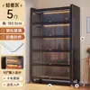 Armário de aço para armazenamento com portas de vidro, estante de chão multicamadas para figuras, com portas, à prova de poeira, para sala de estar e quarto, armário de metal