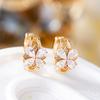 Brincos femininos elegantes em estilo coreano, brincos de argola em forma de trevo em diamante, incrustados de diamantes