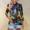 Novo Modelo 2026 para Plataformas de E-commerce Independentes, Amazon Transfronteiriço Estilo Europeu Casual Americano Camisa Polo MB14 de Manga Longa com Botões Halloween