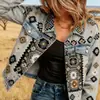 Nueva chaqueta vaquera corta de algodón puro otoño e invierno impresión digital 3D personalidad moderna top ajustado mujer