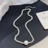 Collar de Perlas Plateadas Roto para Mujer, Nueva Cadena Popular para Clavícula, Cadena de Lujo Ligero de Gama Alta de Moda de Nicho, Accesorio para el Cuello