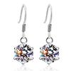 Pendientes de plata de ley 925 con diamantes de seis garras, joyería de plata al por mayor.