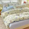 Novo conjunto de quatro peças em sarja espessa escovada, algodão puro, adequado para dormitórios estudantis, conjunto de três peças com lençol e fronha, entrega de presente disponível