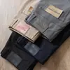 Estación Europea Verano Delgado Cinco Bolsillos Rectos Sarja de Algodón Gama Alta Lavado Cintura Media-Alta Ajuste Recto Pantalones Casuales para Hombre