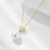 Corrente Simples para Clavícula Joia de Prata Design de Nicho Senso de Luxo Leve S925 Prata Coração Zircônia Pérola Colar Personalizado de Fábrica