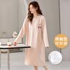 Camisón de manga larga para mujer con almohadilla para el pecho, de algodón sintético, largo medio, para primavera, verano, otoño e invierno, pijama sencillo y holgado, ropa de casa.