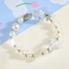 Pulsera de Plata Blanca con Estrellas, Camelia Rosa con Esmalte Rosa de Hada, Pulsera de Amor para Niños, Pulsera para Novia