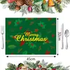 Promoção Quente de Natal Transfronteiriça Novo Estilo Jogo Americano Natal Imitação de Cânhamo Refeição Restaurante Ocidental Mat de Isolamento Térmico Jogo Americano Decorativo de Cozinha