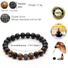 Amazon Más Vendido 8mm Piedra Volcánica de Energía Micro Incrustación Bola de Zirconio Pulsera Ojo de Tigre Cuenta de Cobre Pulsera de Piedra Natural