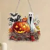 Decoración de Halloween Popular Transfronteriza Linterna de Calabaza Guirnalda de Esqueleto Colgante de Disco Acrílico Decoración de Ventana Decoración de Letrero de Porche