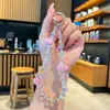 Corrente de Celular de Cristal Rosa de Alta Qualidade Lanyard para Celular Pingente de Pulso Feminino Pingente Curto para Capa de Celular