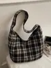 Bolsa de tela a cuadros para estudiante universitario de Otoño e Invierno, Bolso de hombro nuevo para mujer, Bolso cruzado ligero de gran capacidad