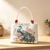 Nova Bolsa Bordada de Estilo Étnico para Mulheres, Bolsa de Ombro Transversal em Tecido Vintage de Sofá com Elefante Borboleta Pavão