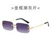 Gafas de Sol Sin Marco de Gama Alta Transfronterizas, Gafas de Montura Cuadrada de Borde Cortado a la Moda, Mismo Estilo que las Chicas Populares, Gafas de Sol con Protección Solar