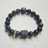 Pulseira de leão da moda nacional de pedra prata natural Estilo nacional casal escuro planeta meteoro contas da sorte pulseira masculina e feminina