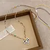 Collar con Cuerda Trenzada y Colgante de Manzana de Cerámica de Colores Dopamina para Mujer, Cadena Larga de Suéter con Dibujos Animados Lindos, Accesorio para el Cuello
