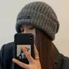Chapéu de Lã com Trança Outono e Inverno para Mulheres, Moda Retrô Versátil Quente Protege-Orelhas Gorro Chapéu de Tricô