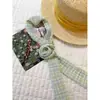 Bufanda de seda larga con lunares florales atmosféricos para mujer, estilo coreano, pañuelo de cuello fino y estrecho, accesorio de cinta, pañuelo de cuello de moda